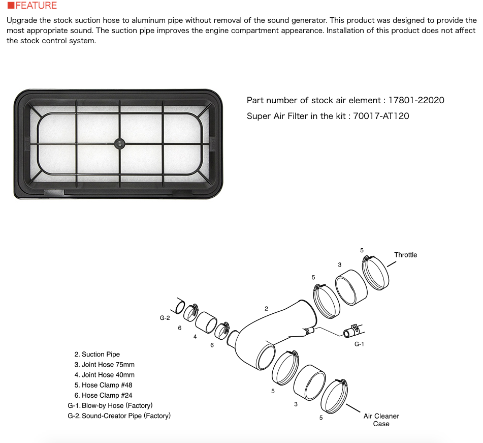 HKS Premium Suction ZN6/ZC6 FA20 - HKS70018-AT006