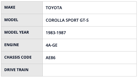 HKS RS AE86 4A-GE HKS70020-AT104