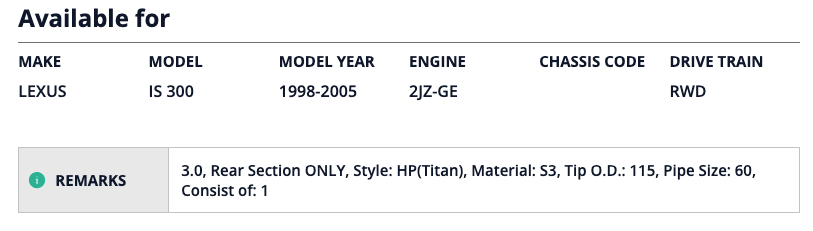 HKS USA IS300 2JZ C/M (Rear Section ONLY) - HKS3207-EX002