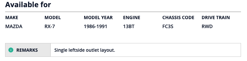 Technical specifications table for a Mazda RX-7 from 1986-1991, including engine, chassis code, and drive train details.