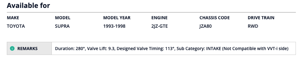 HKS CAMSHAFT 2JZ-GTE 280 Deg Intake - HKS22002-AT001