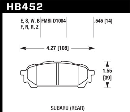 Hawk 03-05 WRX D1004 HPS Street Rear Brake Pads NV CLEARANCE