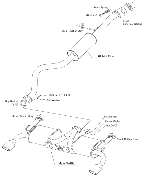 HKS Toyota GR Corolla LEGAMAX Sports Exhaust (Use w/ PN G89580-T76010-00) - HKS31021-AT009