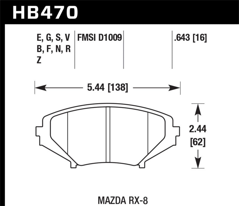 Hawk 08-10 Mazda RX-8 Grand Touring/Sport/Touring / 04-07 RX-8 DTC-60 Race Front Brake Pads